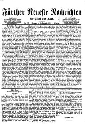 Fürther neueste Nachrichten für Stadt und Land (Fürther Abendzeitung) Sonntag 29. November 1874