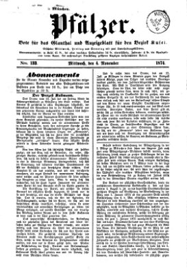 Pfälzer Mittwoch 4. November 1874