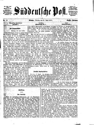 Süddeutsche Post Dienstag 21. April 1874