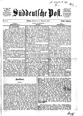 Süddeutsche Post Freitag 11. September 1874