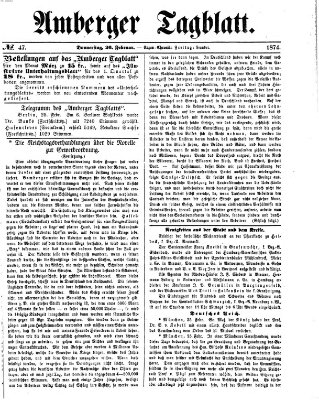Amberger Tagblatt Donnerstag 26. Februar 1874