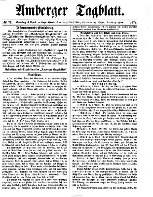 Amberger Tagblatt Samstag 4. April 1874