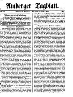Amberger Tagblatt Mittwoch 23. September 1874