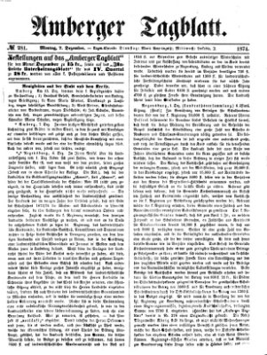 Amberger Tagblatt Montag 7. Dezember 1874