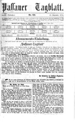Passauer Tagblatt Sonntag 20. September 1874