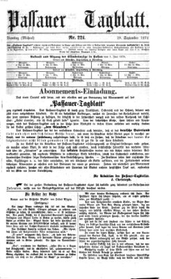 Passauer Tagblatt Dienstag 29. September 1874