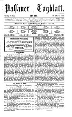 Passauer Tagblatt Freitag 16. Oktober 1874