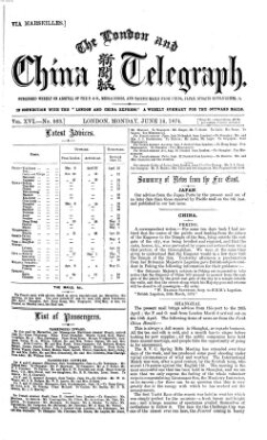 The London and China telegraph Montag 15. Juni 1874