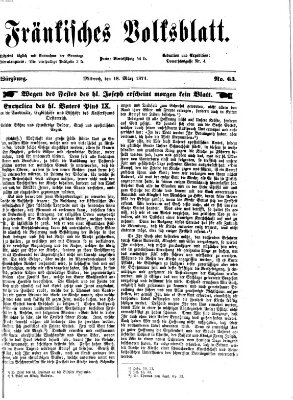 Fränkisches Volksblatt Mittwoch 18. März 1874