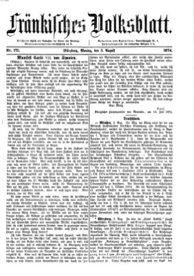 Fränkisches Volksblatt Montag 3. August 1874
