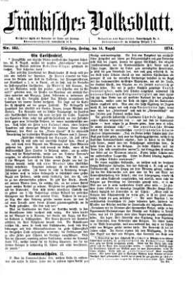 Fränkisches Volksblatt Freitag 14. August 1874
