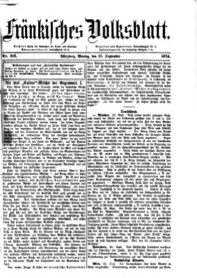Fränkisches Volksblatt Montag 28. September 1874