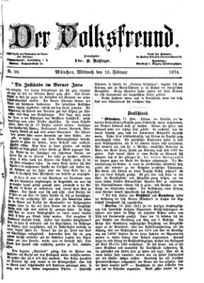 Der Volksfreund Mittwoch 18. Februar 1874