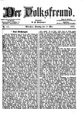Der Volksfreund Sonntag 17. Mai 1874