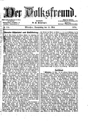 Der Volksfreund Donnerstag 21. Mai 1874