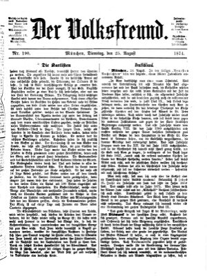 Der Volksfreund Dienstag 25. August 1874
