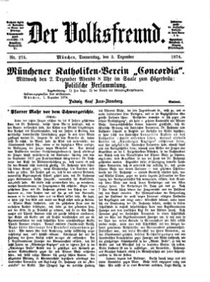 Der Volksfreund Donnerstag 3. Dezember 1874