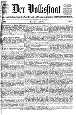 Der Volksstaat Donnerstag 1. Oktober 1874