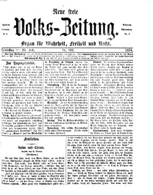 Neue freie Volks-Zeitung Donnerstag 23. Juli 1874