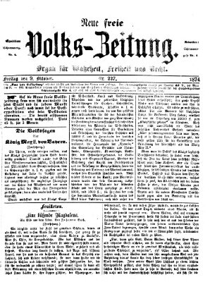 Neue freie Volks-Zeitung Freitag 9. Oktober 1874