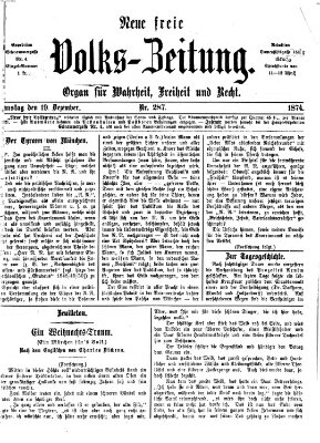Neue freie Volks-Zeitung Samstag 19. Dezember 1874