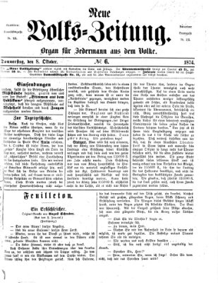 Neue Volks-Zeitung Donnerstag 8. Oktober 1874