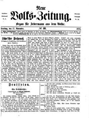Neue Volks-Zeitung Dienstag 17. November 1874