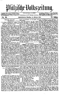 Pfälzische Volkszeitung Samstag 14. Februar 1874