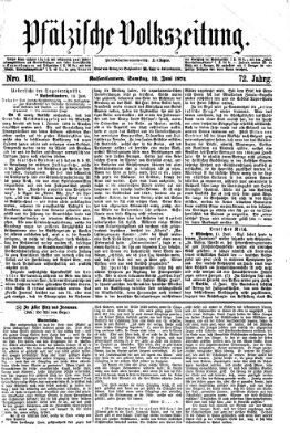 Pfälzische Volkszeitung Samstag 13. Juni 1874
