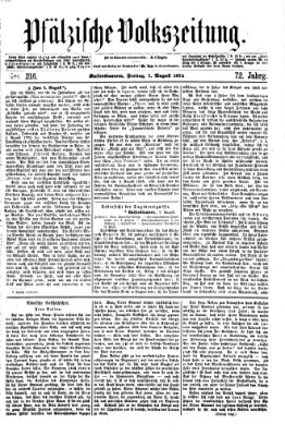 Pfälzische Volkszeitung Freitag 7. August 1874