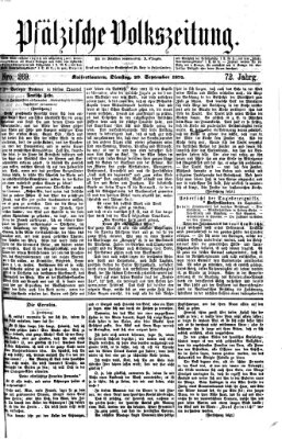 Pfälzische Volkszeitung Dienstag 29. September 1874