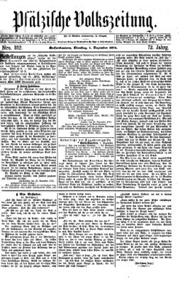 Pfälzische Volkszeitung Dienstag 1. Dezember 1874