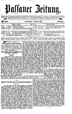 Passauer Zeitung Donnerstag 1. Oktober 1874