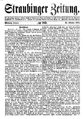 Straubinger Zeitung Mittwoch 21. Oktober 1874