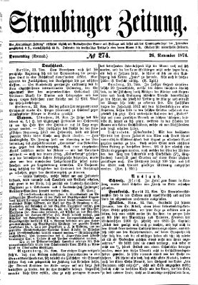 Straubinger Zeitung Donnerstag 26. November 1874