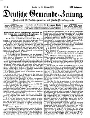 Deutsche Gemeinde-Zeitung Samstag 14. Februar 1874