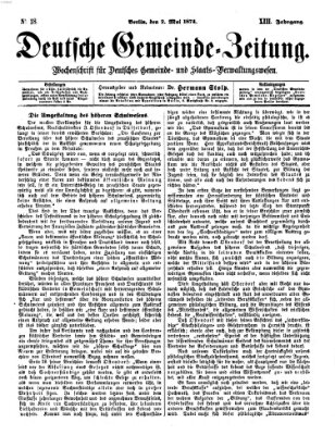 Deutsche Gemeinde-Zeitung Samstag 2. Mai 1874