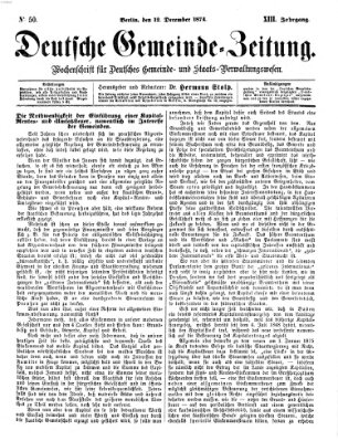 Deutsche Gemeinde-Zeitung Samstag 12. Dezember 1874