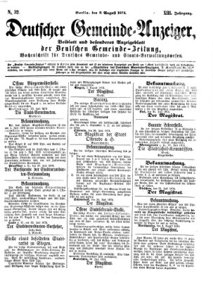 Deutsche Gemeinde-Zeitung Samstag 8. August 1874