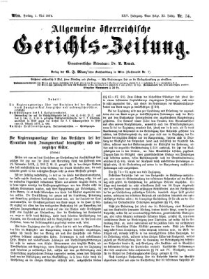 Allgemeine österreichische Gerichts-Zeitung Freitag 1. Mai 1874