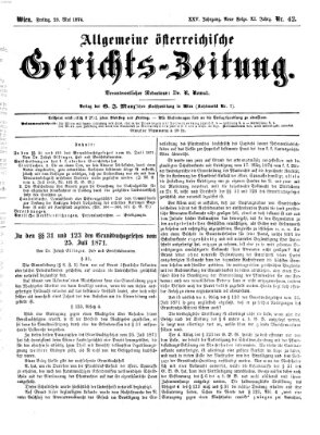 Allgemeine österreichische Gerichts-Zeitung Freitag 29. Mai 1874