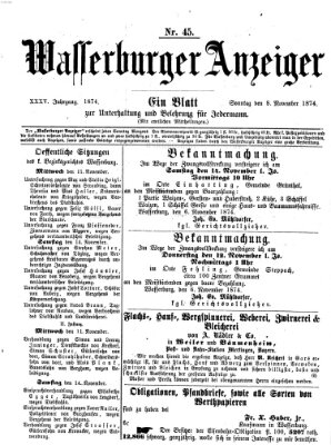 Wasserburger Anzeiger (Wasserburger Wochenblatt) Sonntag 8. November 1874