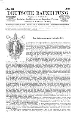 Deutsche Bauzeitung 〈Berlin〉 Samstag 26. September 1874