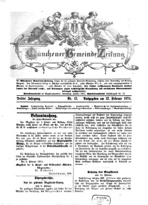 Münchener Gemeinde-Zeitung Donnerstag 12. Februar 1874
