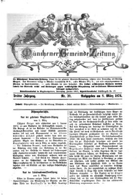 Münchener Gemeinde-Zeitung Sonntag 8. März 1874