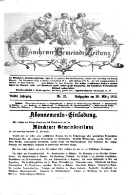 Münchener Gemeinde-Zeitung Donnerstag 26. März 1874