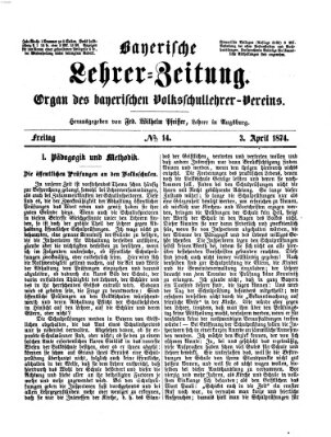 Bayerische Lehrerzeitung Freitag 3. April 1874