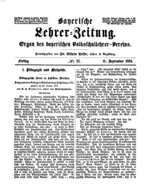 Bayerische Lehrerzeitung Freitag 11. September 1874