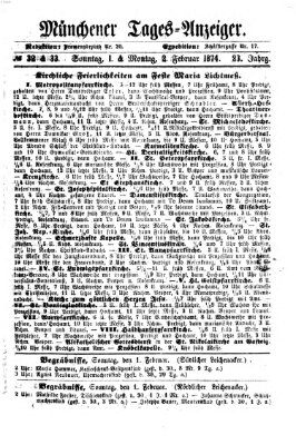 Münchener Tages-Anzeiger Sonntag 1. Februar 1874