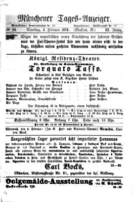 Münchener Tages-Anzeiger Dienstag 3. Februar 1874